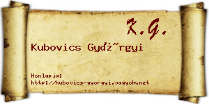 Kubovics Györgyi névjegykártya