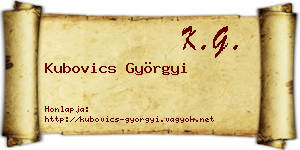 Kubovics Györgyi névjegykártya